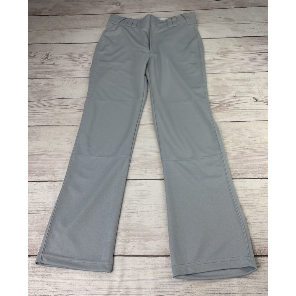 Russell Athletic Men's Medium Light Gray Baseball Pants Zip Button Straight Leg